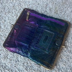 Multicolor shiny hobo clutch wallet